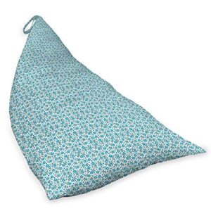 Lunarable Gardening Lounger Chair Bag, Blossoms of Blue Forget-Me-Not Flowers with Tiny Buds on Side, High Capacity Storage with Handle Container, Lounger Size, Dark Magenta Pale Blue