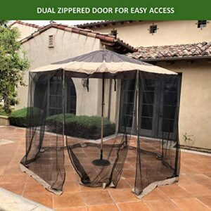 Formosa Covers Patio Umbrella Mosquito Screen Netting fit 9ft to 11ft Market or Hanging Cantilever Umbrellas