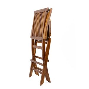 The Teaky Hut Teak Wood Water-Resistant Folding Armchair - Fully Assembled Foldable Chair, Great for Outdoor, Indoor, Dining Room, Kitchen, Patio, Bistro Use