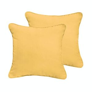 Mozaic Home AZ876321SP Sunbrella 18" x 18" Corded Square Indoor/Outdoor Pillow Set, Sunflower Yellow
