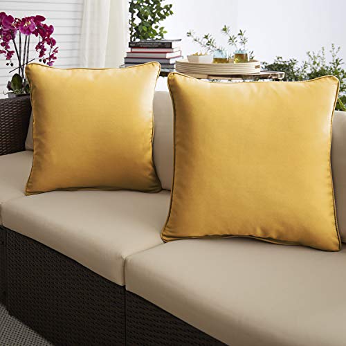 Mozaic Home AZ876321SP Sunbrella 18" x 18" Corded Square Indoor/Outdoor Pillow Set, Sunflower Yellow