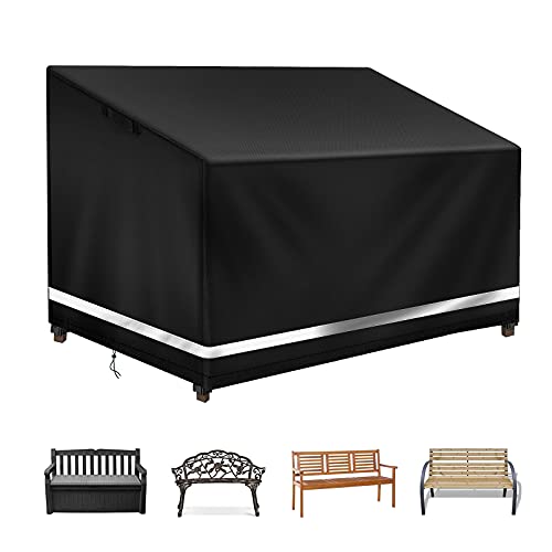 Outdoor Bench Cover Waterproof, 52.7" L x 26" W x 35" H 2 Seater Patio Garden Bench Cover, 600D Heavy Duty Oxford Fabric Patio Loveseat Sofa Cover, Fade/Snow/Wind/Dust Resistant
