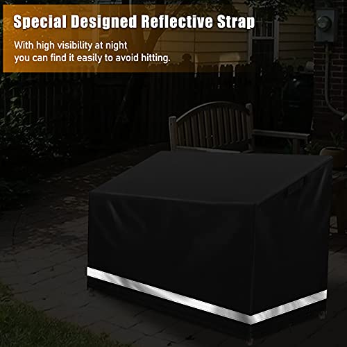 Outdoor Bench Cover Waterproof, 52.7" L x 26" W x 35" H 2 Seater Patio Garden Bench Cover, 600D Heavy Duty Oxford Fabric Patio Loveseat Sofa Cover, Fade/Snow/Wind/Dust Resistant