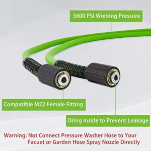 PWACCS Pressure Washer Hose for Power Washer – 3600 PSI Kink Resistant Pressure Washing Extension Hose 50 FT x 1/4" – Universal Electric Power Wash Hose for Replacement – Compatible with M22 Fittings
