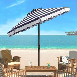 safavieh pat8011c outdoor collection maui navy and white single scallop striped 9ft crank push button tilt umbrella