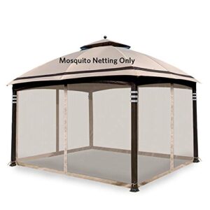 hofzelt gazebo replacement mosquito netting screen walls for 10′ x 10′ gazebo canopy (mosquito net only, not including canopy and metal models) beige
