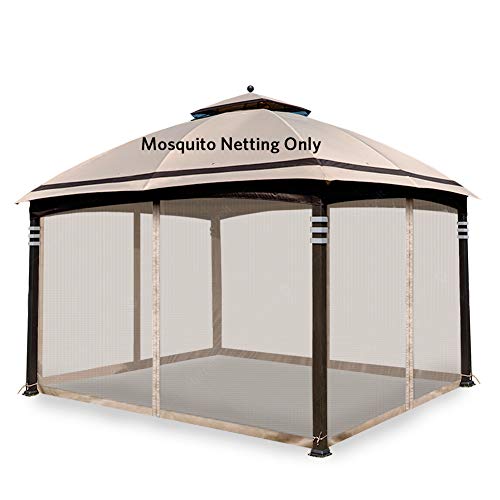 Hofzelt Gazebo Replacement Mosquito Netting Screen Walls for 10' x 10' Gazebo Canopy (Mosquito Net Only, Not Including Canopy and Metal Models) Beige