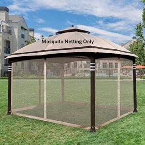 Hofzelt Gazebo Replacement Mosquito Netting Screen Walls for 10' x 10' Gazebo Canopy (Mosquito Net Only, Not Including Canopy and Metal Models) Beige