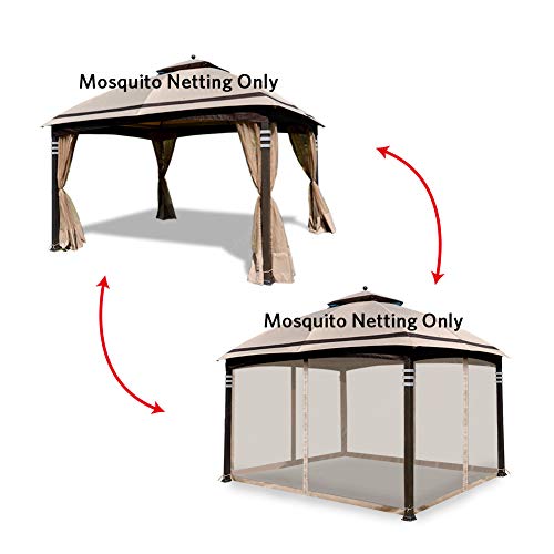 Hofzelt Gazebo Replacement Mosquito Netting Screen Walls for 10' x 10' Gazebo Canopy (Mosquito Net Only, Not Including Canopy and Metal Models) Beige