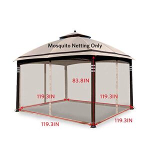 Hofzelt Gazebo Replacement Mosquito Netting Screen Walls for 10' x 10' Gazebo Canopy (Mosquito Net Only, Not Including Canopy and Metal Models) Beige