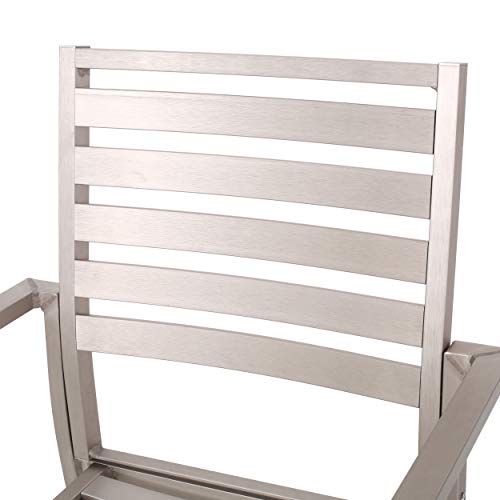 Daisy Outdoor Modern Aluminum Dining Chair (Set of 2), Silver