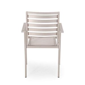 Daisy Outdoor Modern Aluminum Dining Chair (Set of 2), Silver
