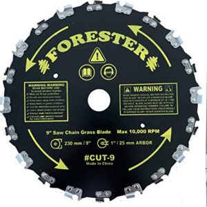 FORESTER Brush Cutter Blades and File Set - Trimmer Chainsaw Tooth Saw Blade - for Trimming Trees, Cutting String, Underbrush, and More - 20 Tooth 9" Circular Brush Blade with 3/16" File