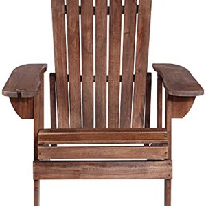 Teal Island Designs Kava Dark Brown Wood Outdoor Adirondack Chair with Wine Holder Set of 2