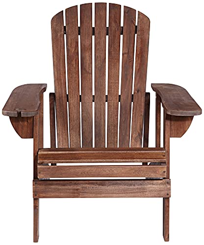 Teal Island Designs Kava Dark Brown Wood Outdoor Adirondack Chair with Wine Holder Set of 2