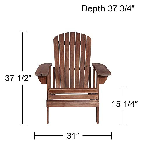 Teal Island Designs Kava Dark Brown Wood Outdoor Adirondack Chair with Wine Holder Set of 2