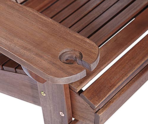 Teal Island Designs Kava Dark Brown Wood Outdoor Adirondack Chair with Wine Holder Set of 2