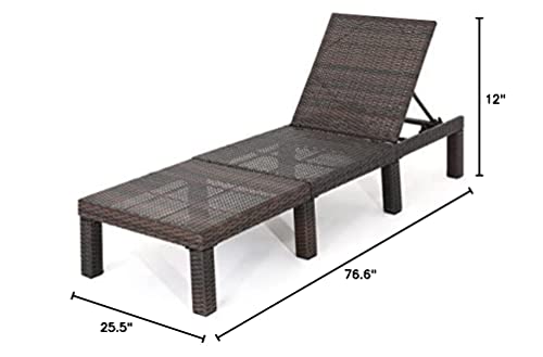 Christopher Knight Home Jamaica Outdoor Wicker Chaise Lounge without Cushion, Multibrown