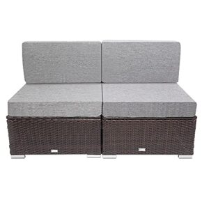sawqf 2 pieces pe wicker rattan armless sofa patio furniture set for garden and outdoors