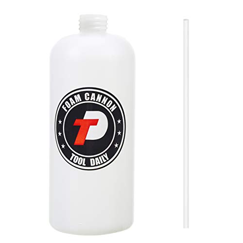 Tool Daily Foam Cannon Bottle with Straw, Replacement Foam Spray Bottle for Car Wash, 1 Liter