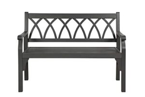pebble lane living all weather outdoor exclusive elegant hardwood 2 seater bench, 48″ l x 24″ w x 35.5″ h, black