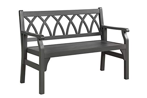 Pebble Lane Living All Weather Outdoor Exclusive Elegant Hardwood 2 Seater Bench, 48" L x 24" W x 35.5" H, Black