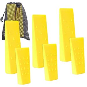 6 pack tree felling wedges with spikes for safe tree cutting – 3 each of 8” and 5.5” wedges with storage bag; 6 felling dogs to guide trees stabilize and safely to ground for loggers and fallers