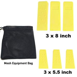 6 Pack Tree Felling Wedges with Spikes for Safe Tree Cutting – 3 Each of 8” and 5.5” Wedges with Storage Bag; 6 Felling Dogs to Guide Trees Stabilize and Safely to Ground for Loggers and Fallers