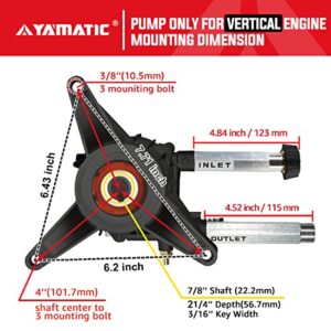 YAMATIC 7/8" Shaft Vertical Pressure Washer Pump, 2600-3100 PSI @2.5 GPM Replacement Pump for Power Washer Front Inlet/Outlet, Replacement with Troybilt, Briggs&Stratton, AR, Honda