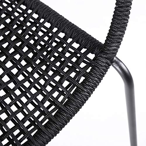 ARMEN LIVING LCSNSIBL Snack Indoor Outdoor Stackable Steel Dining Chair with Black Rope-Set of 2