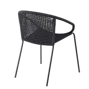 ARMEN LIVING LCSNSIBL Snack Indoor Outdoor Stackable Steel Dining Chair with Black Rope-Set of 2
