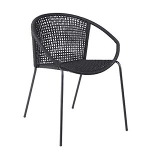 ARMEN LIVING LCSNSIBL Snack Indoor Outdoor Stackable Steel Dining Chair with Black Rope-Set of 2