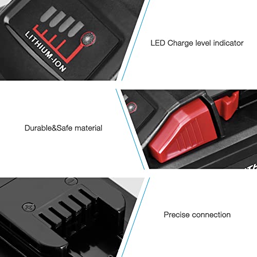 Powerextra M-18 6.5AH Lithium Battery Replace for Milwaukee Battery 18V, Compatible with M-18 Battery 48-11-1850/48-11-1852/48-11-1840/48-11-1828/48-11-1820, M18 Lithium XC Battery (2 Pack)