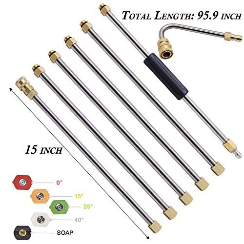 Twinkle Star Pressure Washer Extension Wand Set, 8 ft Replacement Lance with 5 Nozzle Tips, 4000 PSI