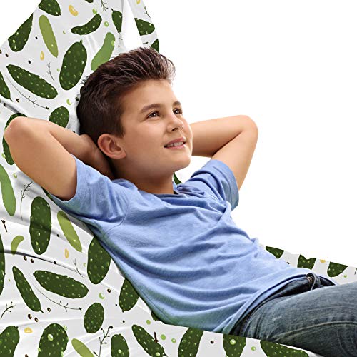 Lunarable Farming Lounger Chair Bag, Organic Cucumbers Dill Pickles Healthy Food Vegetables Salad Homemade, High Capacity Storage with Handle Container, Lounger Size, Fern Green and Emerald