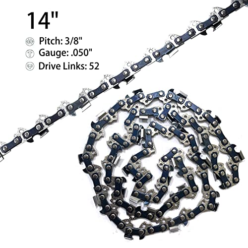 Opuladuo 2PC 14" Chainsaw Chain 3/8" LP 050" 52DL Fit for Portland Harbor Freight 64497 64498 67255 58949