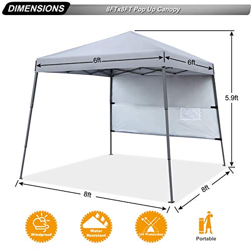 ABCCANOPY Stable Pop Up Beach Tent with Backpack Bag, 8 x 8 ft Base / 6 x 6 ft Top, Gray