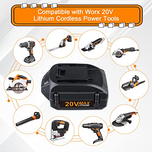 VINIDA 20V 4.0Ah WA3520 Lithium-ion Battery Replacement for Worx Cordless Power Tools Series WG151s, WG155s, WG251s, WG255s, WG540s, WG545s, WG890, WG891