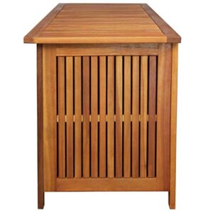 Festnight Outdoor Storage Bench Acacia Wood Garden Deck Box Storage Container Patio Backyard Poolside Balcony Furniture Decor 59" x 19.7" x 22.8" (W x D x H)