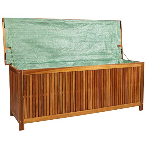 Festnight Outdoor Storage Bench Acacia Wood Garden Deck Box Storage Container Patio Backyard Poolside Balcony Furniture Decor 59" x 19.7" x 22.8" (W x D x H)