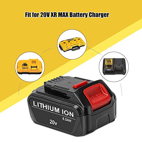 JYJZPB 2 Pack 6.5Ah Replace Battery for De-Walt 20V MAX Battery DCB200 DCB204 DCB206 DCB206-2 DCB201 DCB203 DCB181 DCB180 DCD/DCF/DCG 20 Volt XR Battery