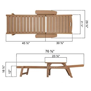 Psilvam Chaise Lounges Set of 2, Lounge Chairs with Adjustable Backrest, Supports Up to 350 lbs, All Weather Recliner Poly Lumber Lounges Bed for Poolside, Porch, Patio(Light Brown) (2)