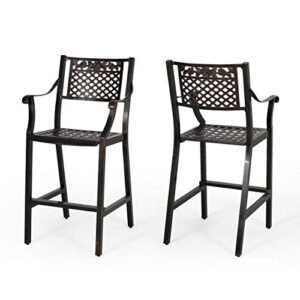 Christopher Knight Home Athena Outdoor 29" Aluminum Barstool (Set of 2), Copper Finish