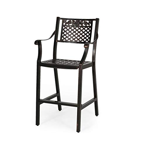 Christopher Knight Home Athena Outdoor 29" Aluminum Barstool (Set of 2), Copper Finish