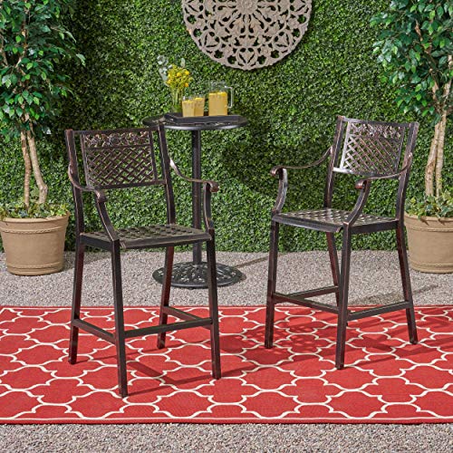 Christopher Knight Home Athena Outdoor 29" Aluminum Barstool (Set of 2), Copper Finish