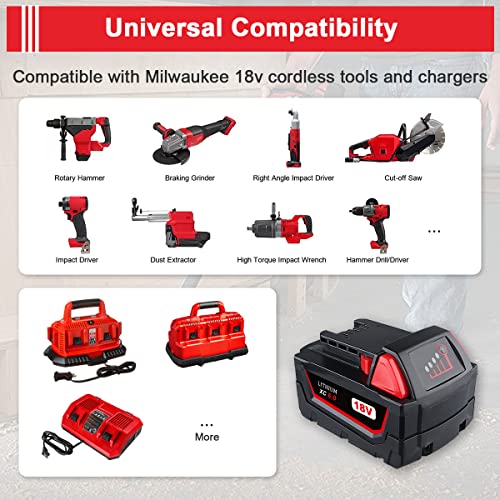 SHGEEN High Output 6000Ah 2Pack M -18 Battery + M-12/M-18 Charger Combo Replacement for Milwaukee M-18 Lithium XC Battery Combo Kit 48-11-1815 48-11-1820