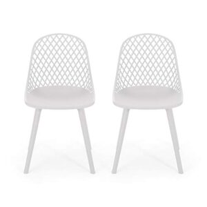 christopher knight home delora outdoor dining chair (set of 2), white