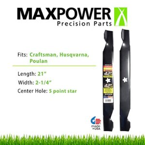 MaxPower 561713B 2-Blade Set for 42" Cut Poulan/Husqvarna/Craftsman Replaces 138498, 138971, 138971X431, 532138971, 53-21278-43, 53-21384-98, Black