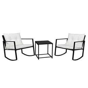 sawqf single 2pcs coffee table 1pc exposed rocking chair three-piece set black outdoor furniture set
