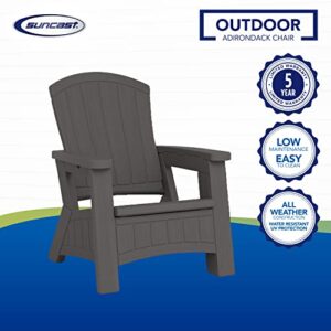 Suncast UV-Resistant Stylish Adirondack Outdoor Backyard Patio Chair with in-Seat Storage, Peppercorn